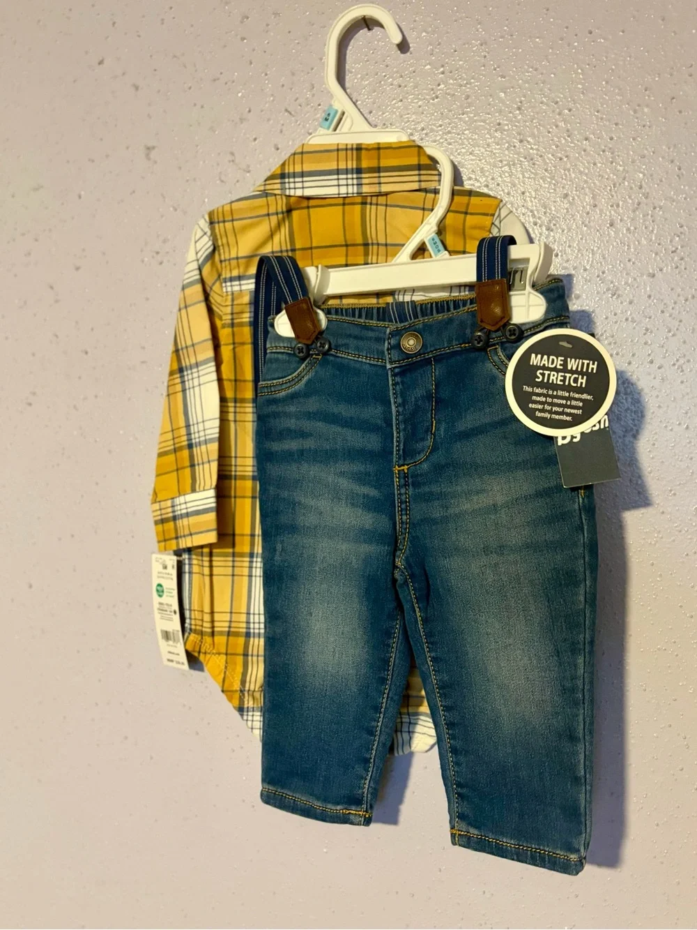 OshKosh B'gosh Yellow Plaid Button-Front Baby Shirt Onesie